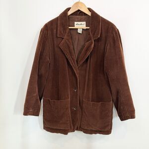 Vtg Eddie Bauer Corduroy Blazer Women Small Petite Brown Classic Layer Academia